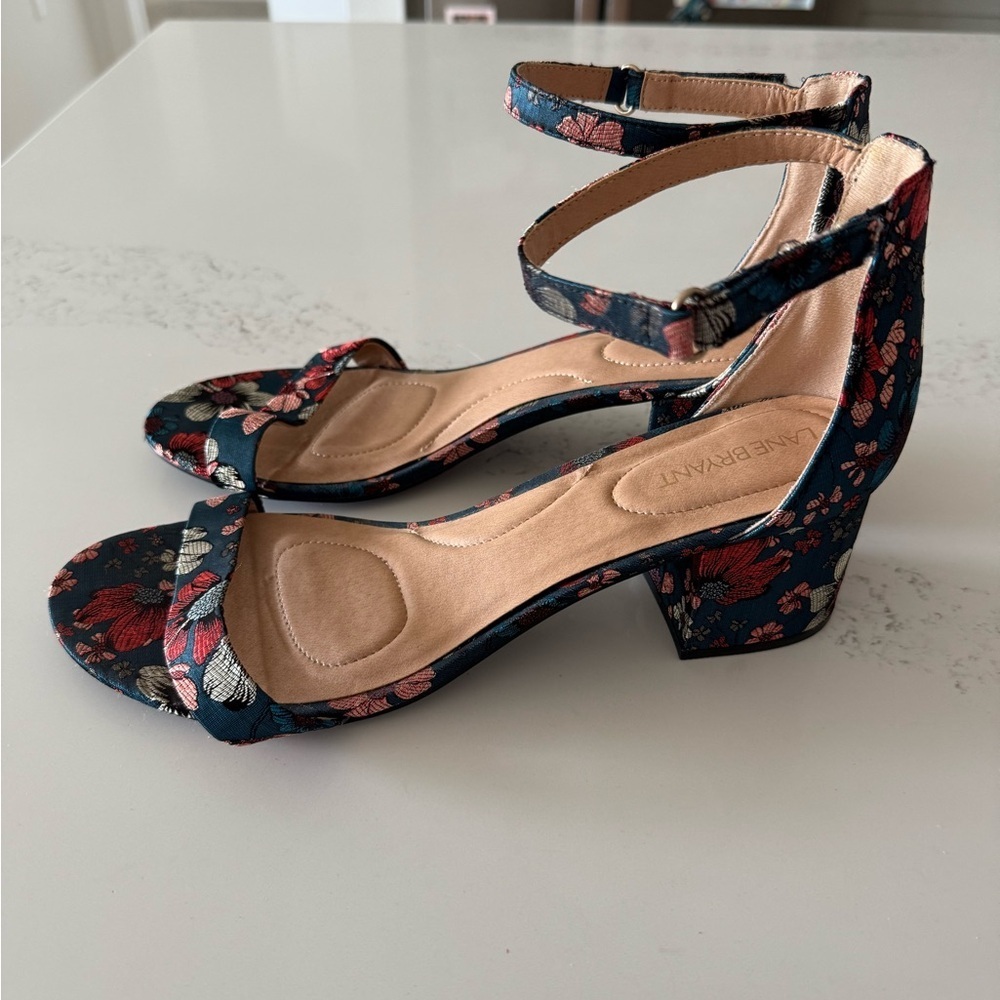 NWT Lane Bryant Floral Ankle Strap Heels Size 12W​​